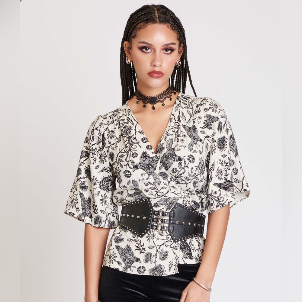 Midnight Hour Murder of Crows Wrap Top XS